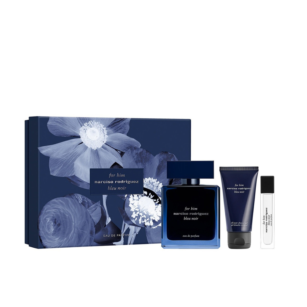 Narciso Bleu Noir Eau de Parfum Gift Set 100ml with travel size and shower gel