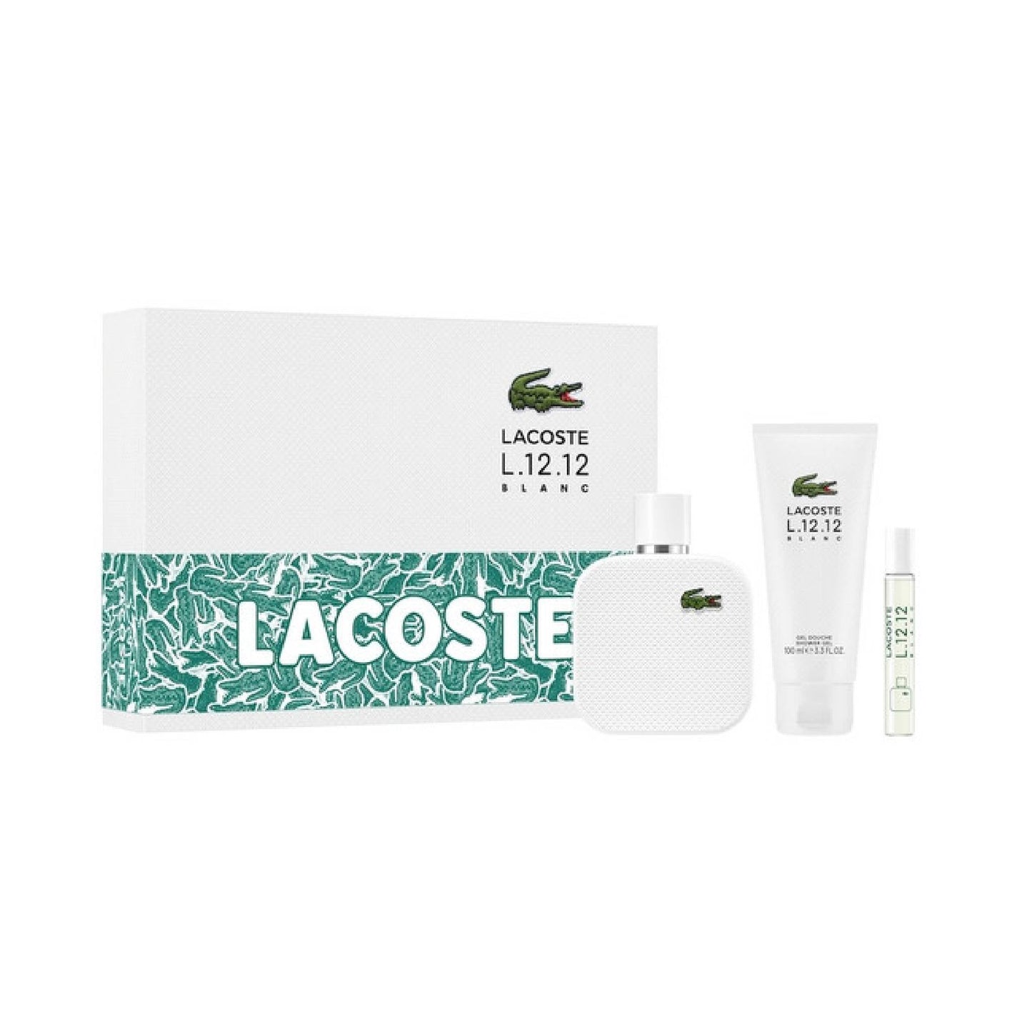 Lacoste L1212 Blanc Gift Set Eau de Toilette for Men 100ml with shower gel and travel size