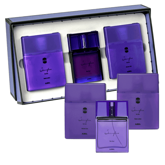Sacrifice Ajmal Gift Set Eau de Parfum for Women 50ml+ 225ml Body Lotion + 225ml Shower Gel bottle